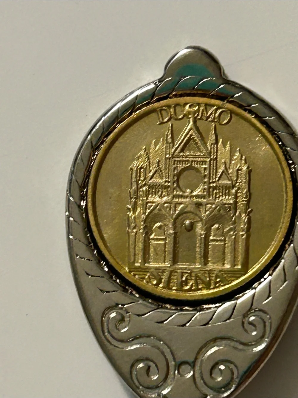 Vintage Studio G.L. Imola Italy Siena Duomo Souvenir Spoon – Gold & Silver Tone